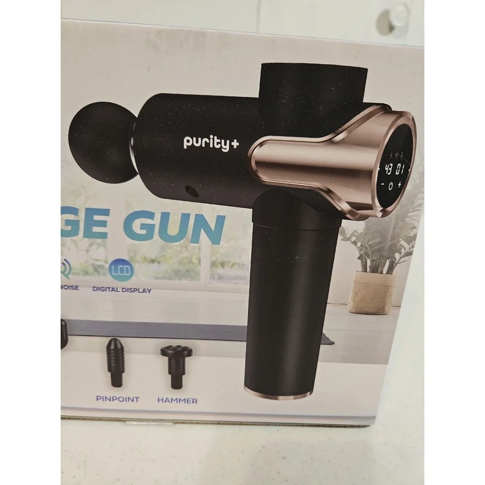 Purity +‎ Compact Massage Gun 4 Attachments, USB Charging New In Box $55retail